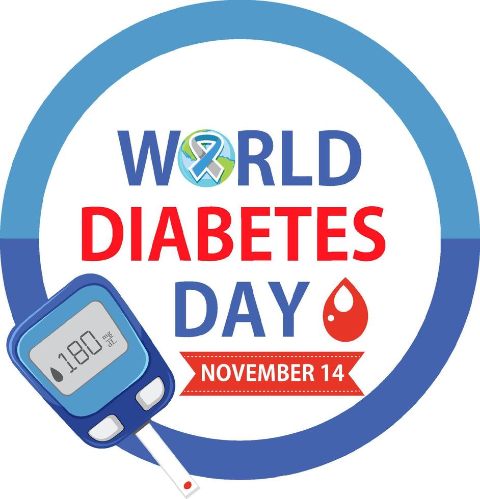 wereld diabetes dag doopvont logo ontwerp vector