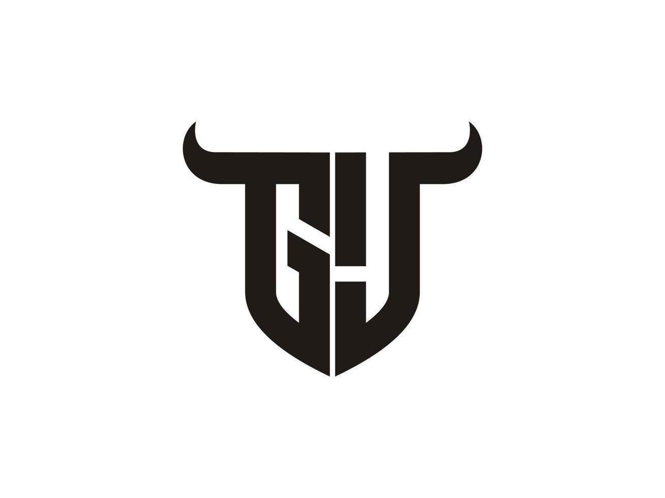 eerste gj stier logo ontwerp. vector