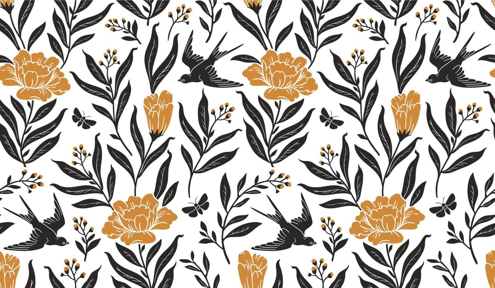 boho mystiek naadloos patroon. vector achtergrond met bloem, vogel en bloemen elementen in modieus Boheems tatoeëren stijl.