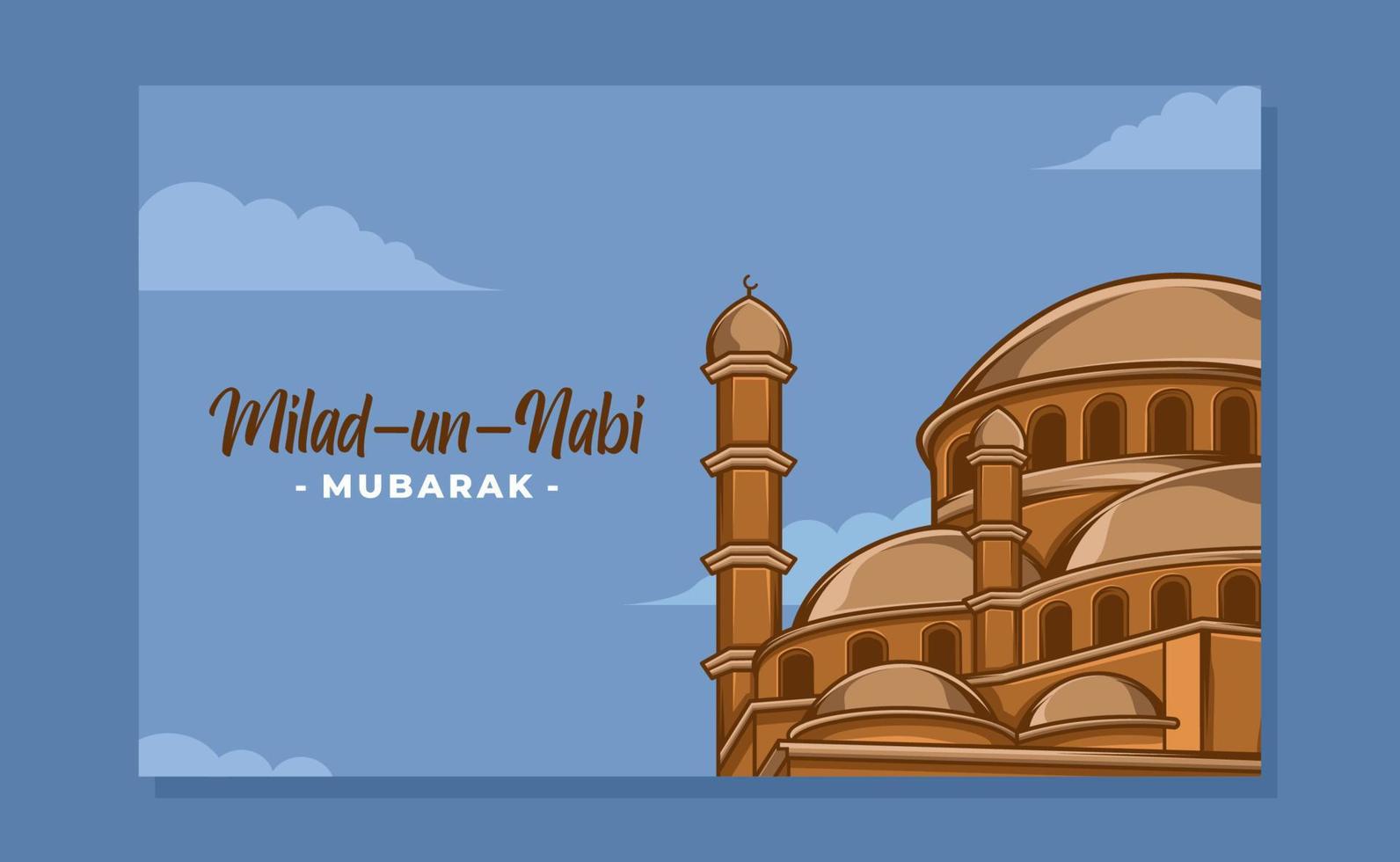 milad un nabi decoratief Islamitisch banier ontwerp met moskee vector