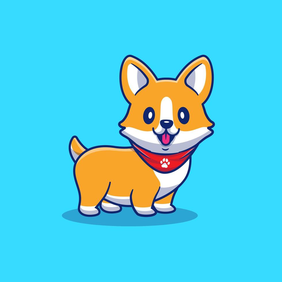 schattig corgi puppy tekenfilm vector icoon illustratie. dier natuur icoon concept geïsoleerd premie vector. vlak tekenfilm stijl