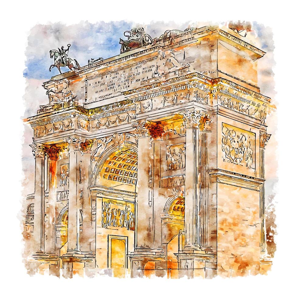 milan italië aquarel schets hand getekende illustratie vector