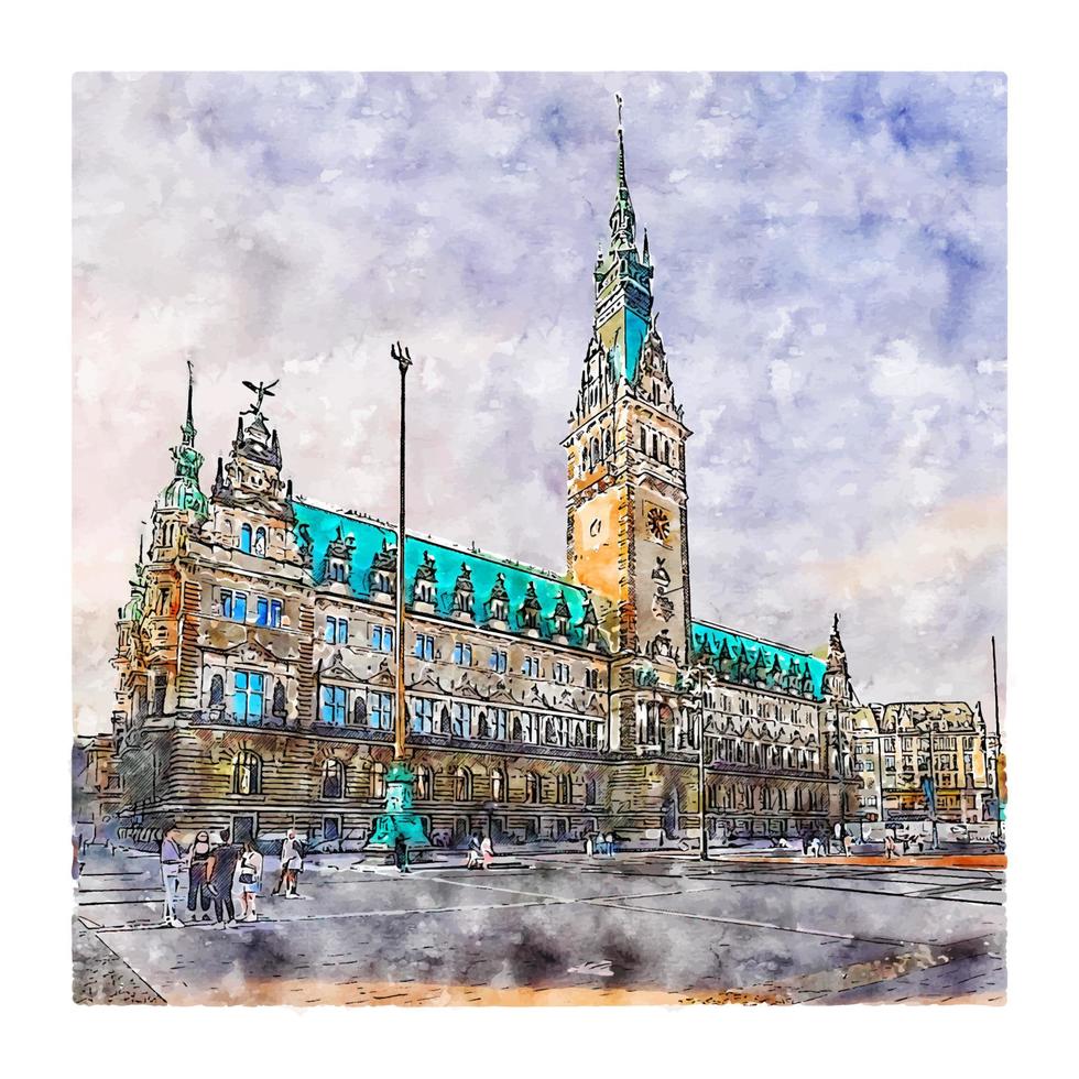 hamburg duitsland aquarel schets hand getekende illustratie vector