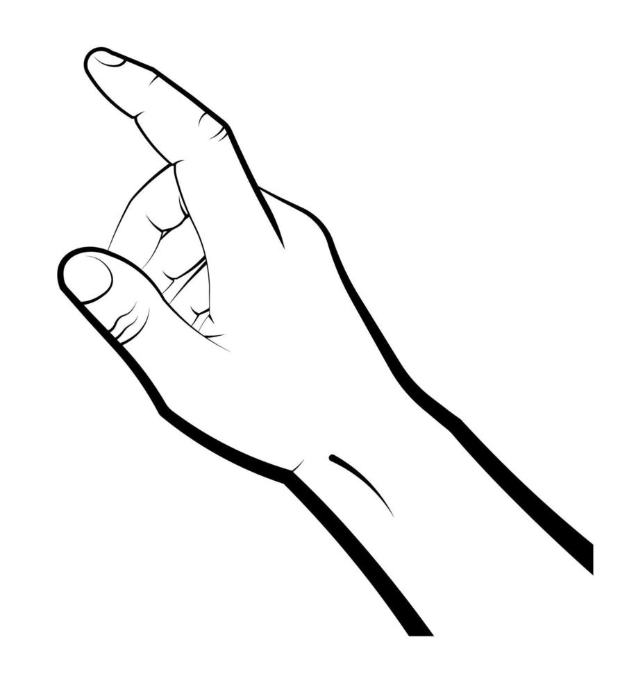 hand- gebaar, Mens points een vinger, persen een knop, de apparaatje scherm. gebruik makend van tintje mobiel apparaten. geïsoleerd vector Aan wit achtergrond