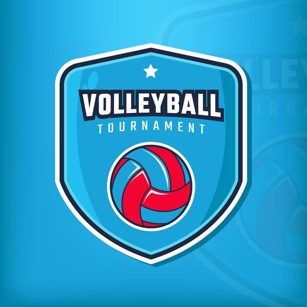 schild en volleybal logo voor college toernooi vector