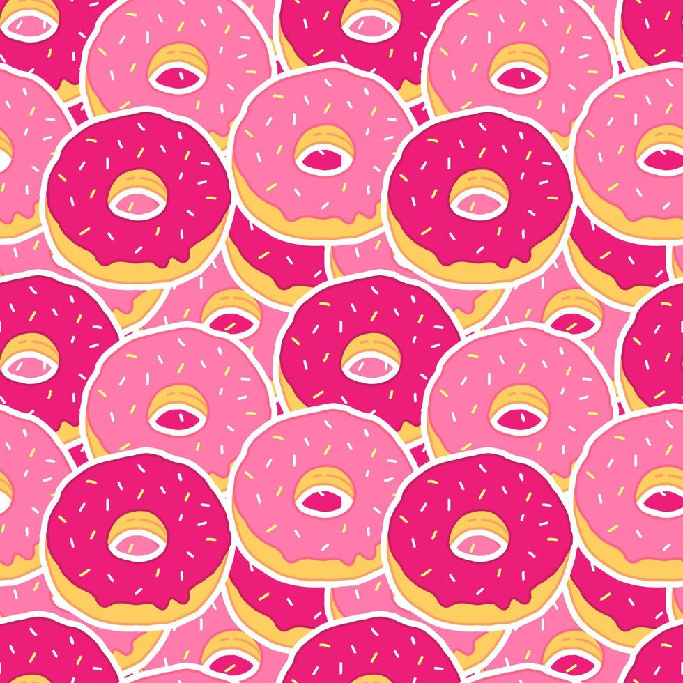 naadloos patroon met roze donuts. vector voedsel illustratie achtergrond.