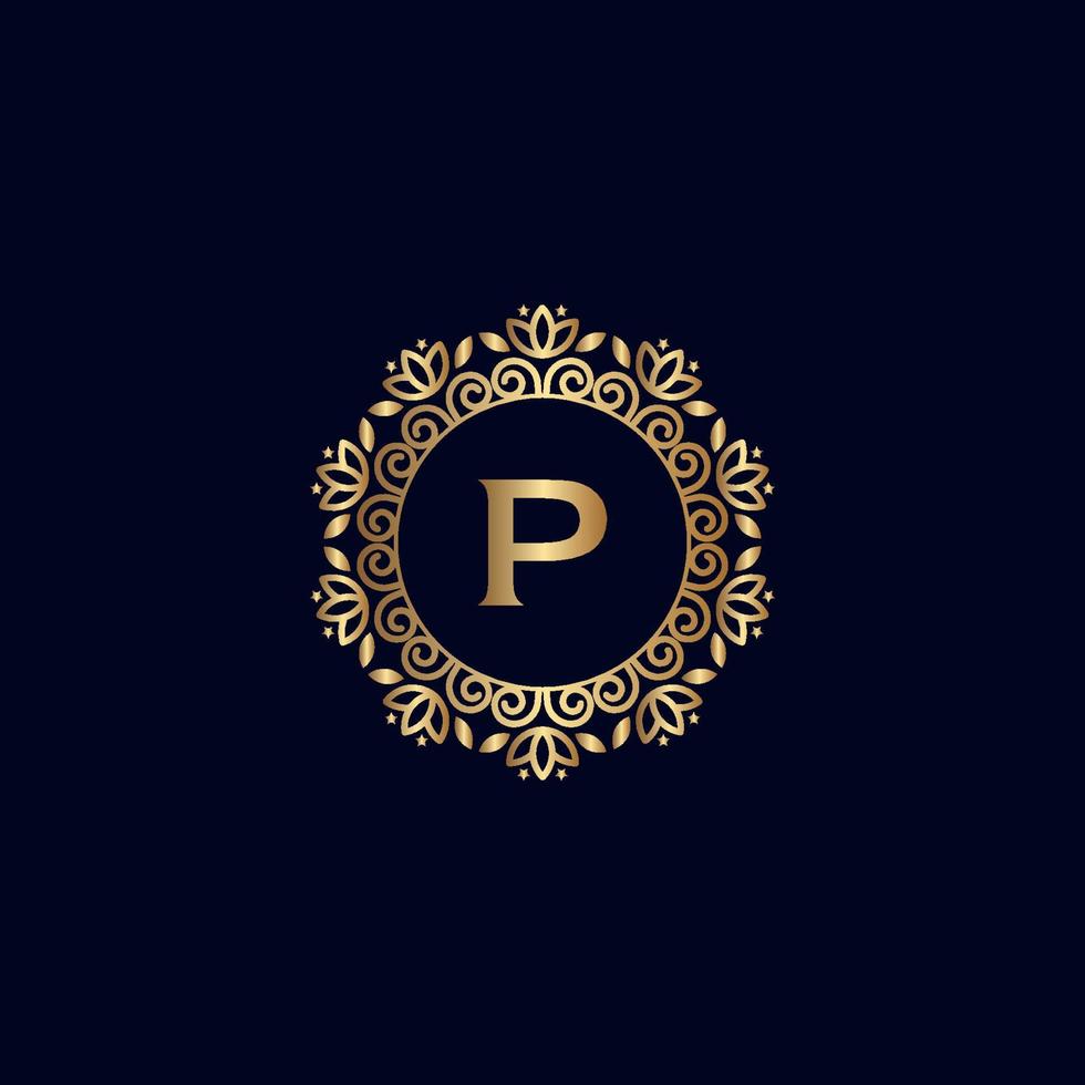 goud Koninklijk logo schoonheid luxe brief p vector