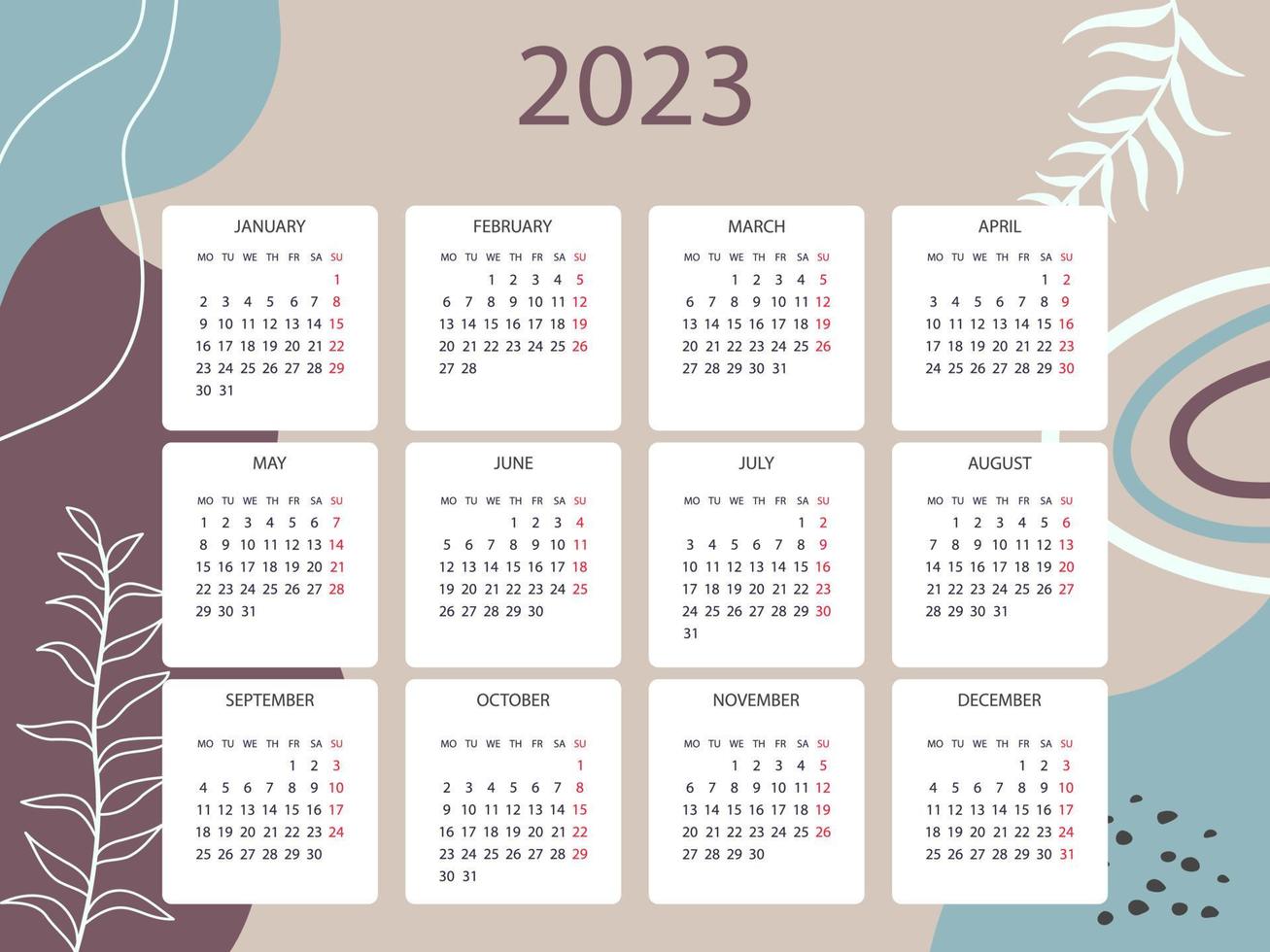 abstract kalender 2023 vector