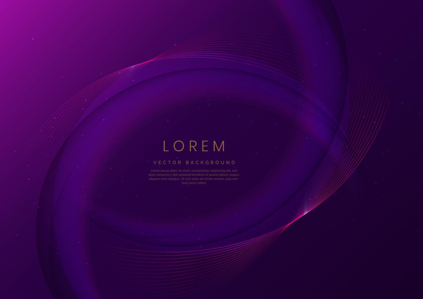 abstract luxe kromme gloeiend lijnen Aan donker Purper achtergrond. sjabloon premie prijs ontwerp. vector