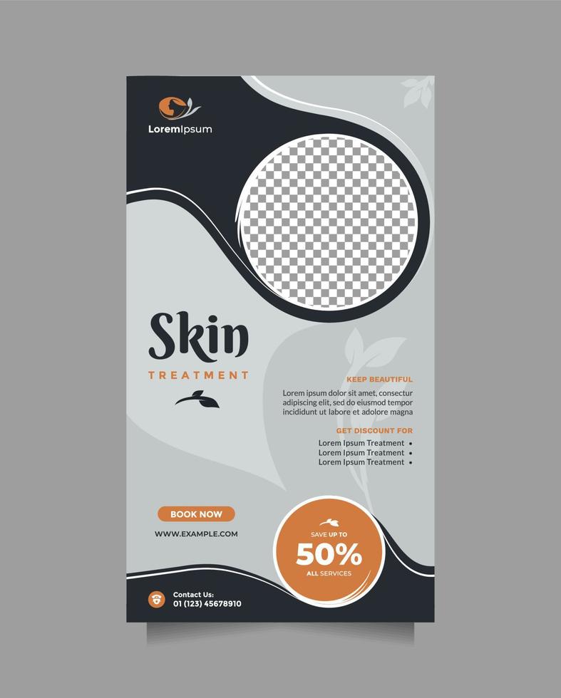 huid behandeling onderhoud concept sociaal media verhaal en banier sjabloon. creatief Promotie ontwerp concept van professioneel schoonheid centrum, haar- spa, haar- masker, haar- stijl, kunstmatig uitverkoop, enz vector