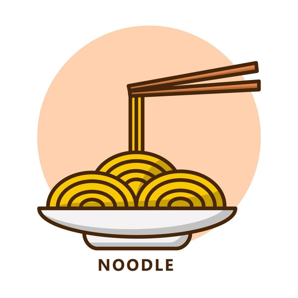 noodle illustratie tekenfilm. voedsel en drinken logo. spaghetti pasta icoon symbool vector