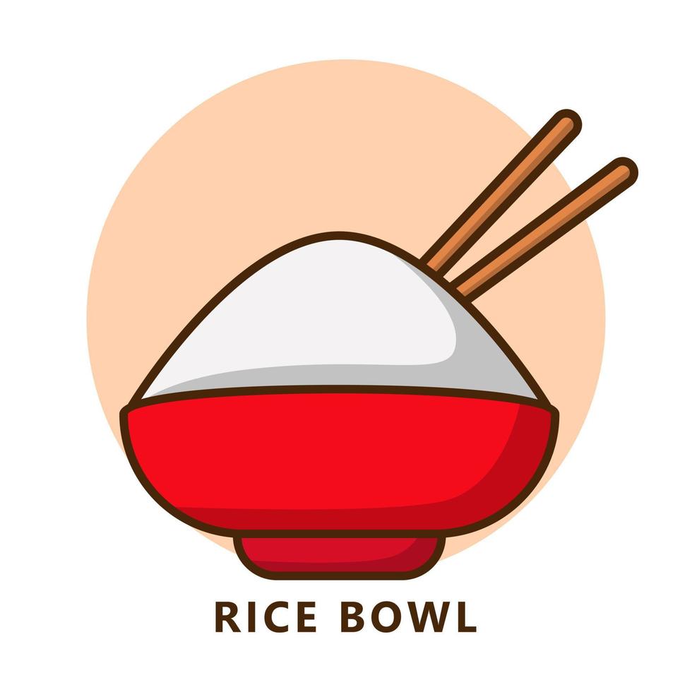 rijst- kom illustratie tekenfilm. voedsel en drinken logo. Japans voedsel icoon symbool vector