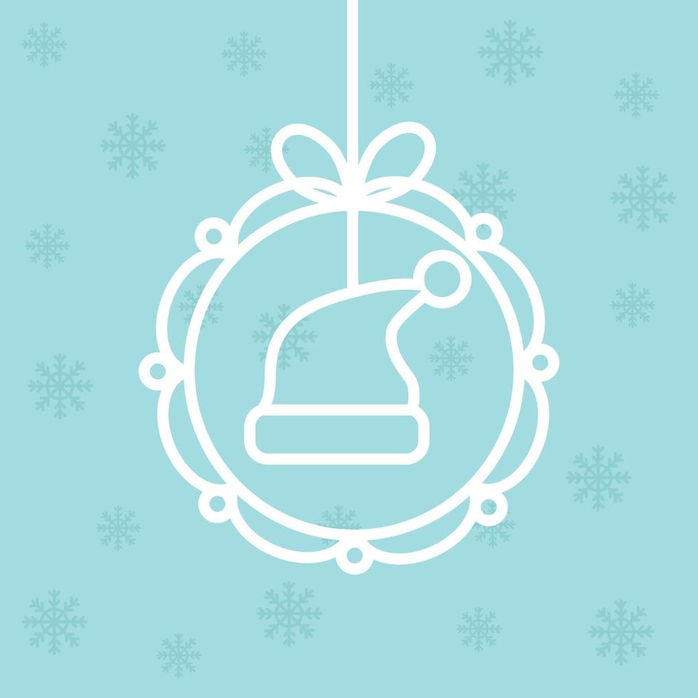 Kerstmis hoed, pet de kerstman claus Aan blauw achtergrond, Kerstmis boom speelgoed- icoon, silhouet. opengewerkt speelgoed. sjabloon voor hout snijwerk, laser snijden. ansichtkaart voor kerstmis, nieuw jaar vector