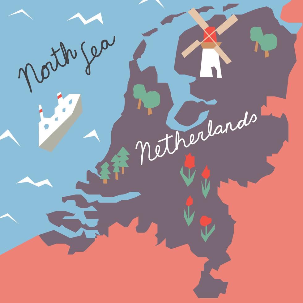schattig Nederland kaart vector