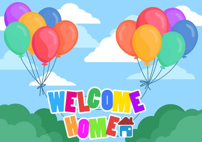 Welkom Home Tekst Met Full Color Baloons vector