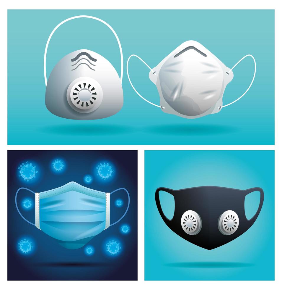 set van medische maskers vector