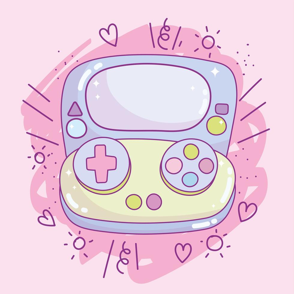 kawaii handheld game console vector