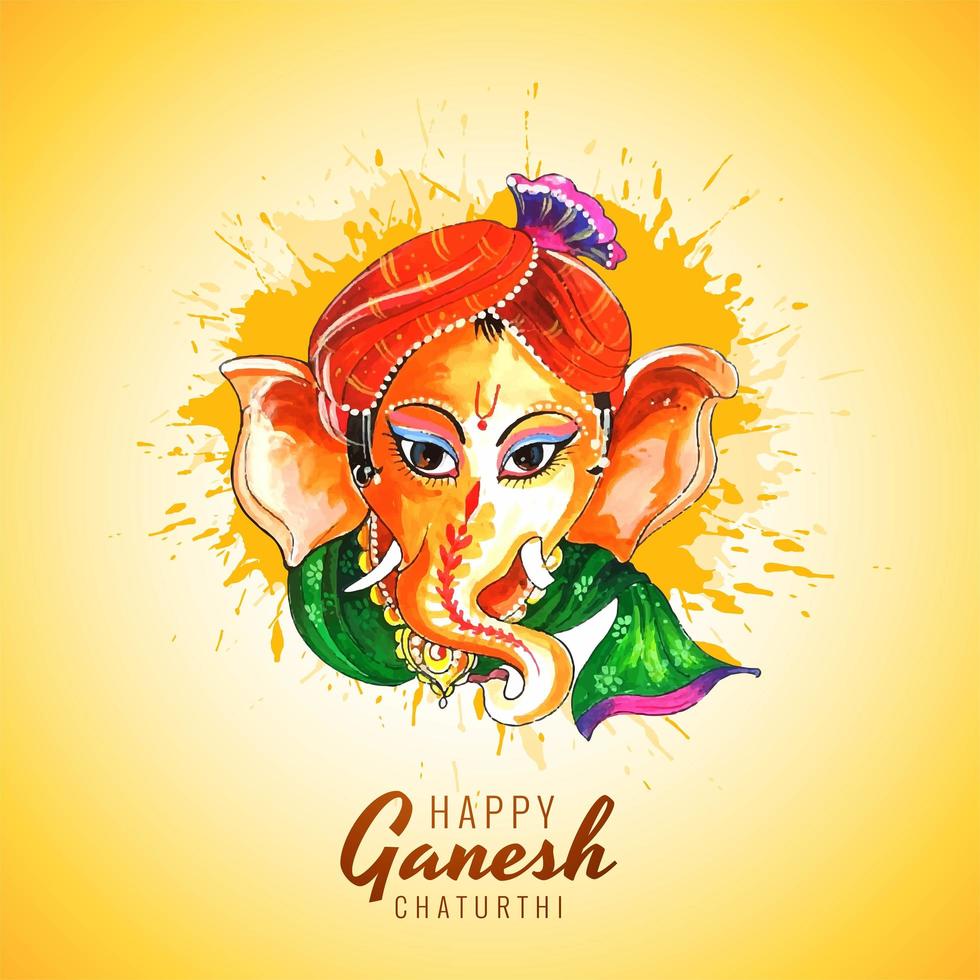 kleurrijke aquarel ganesh chaturthi festival wensen kaart vector