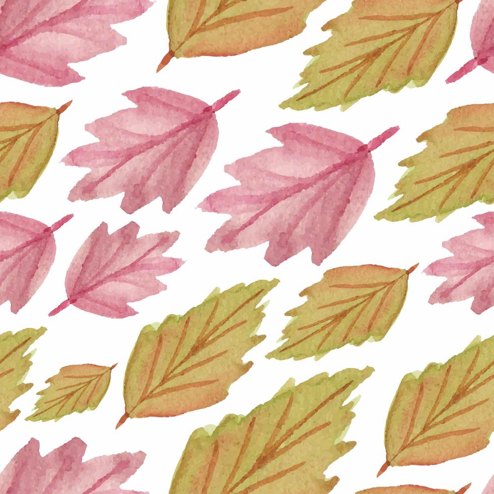 aquarel naadloze patroon met herfstbladeren vector
