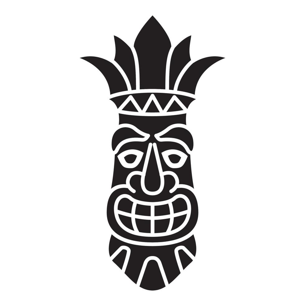 polynesisch tiki masker silhouet geïsoleerd Aan wit achtergrond. hawaiiaans tribal masker. vector tekenfilm stijl.zwart silhouet.