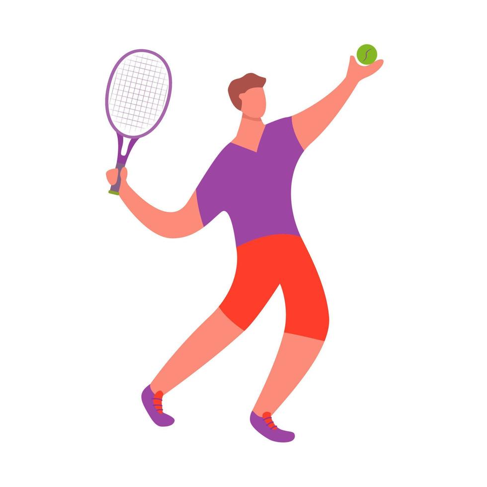 tennis speler man slaan bal met racket.a mannelijke atleet doet sport.vector illustratie geïsoleerd op een witte achtergrond. vector