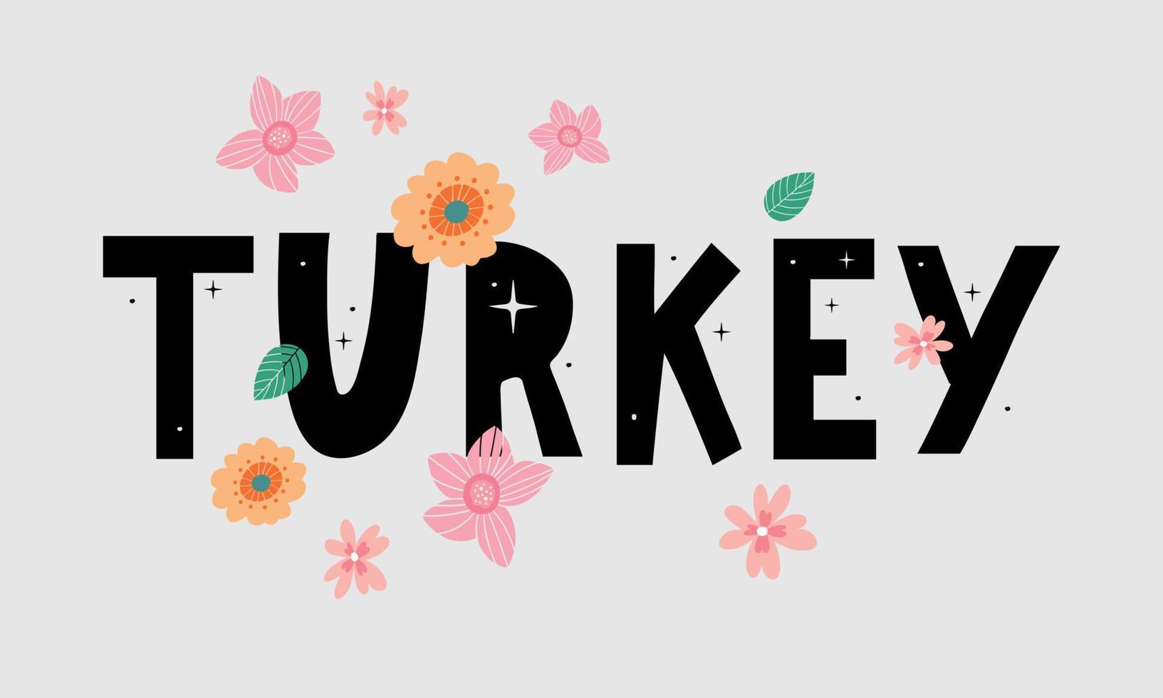 Turkije belettering. handgeschreven naam van het land. vectorontwerpsjabloon. vector