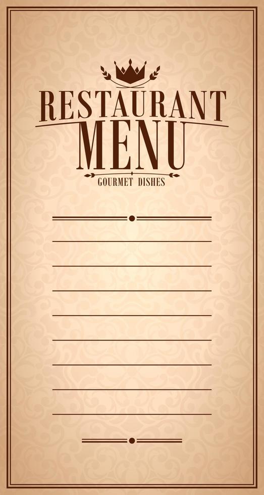 restaurant menu fijnproever gerechten vector