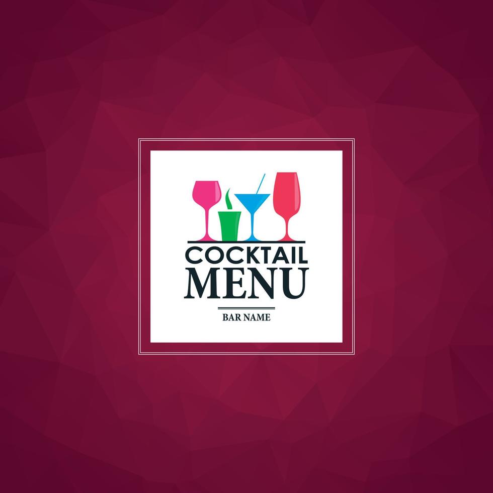 cocktail menu. roze veelhoekige mozaïek- achtergrond vector