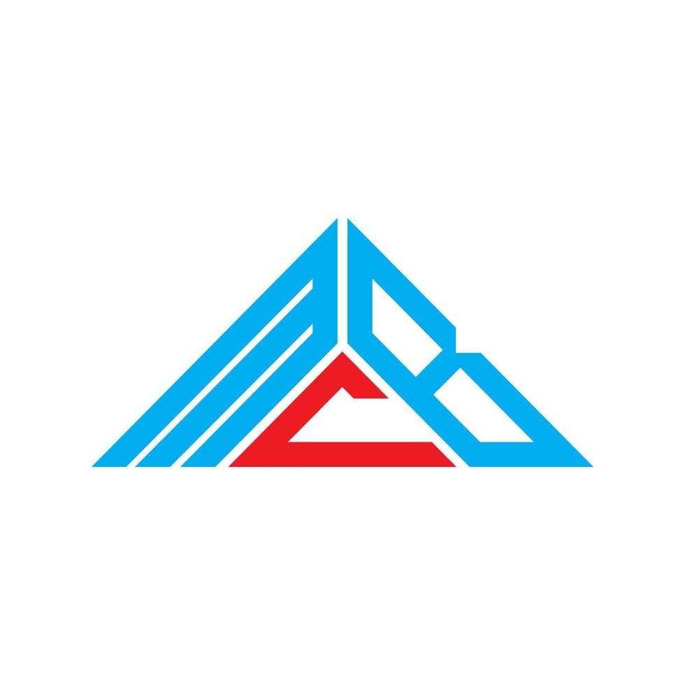 mcb brief logo creatief ontwerp met vector grafisch, mcb gemakkelijk en modern logo in driehoek vorm geven aan.