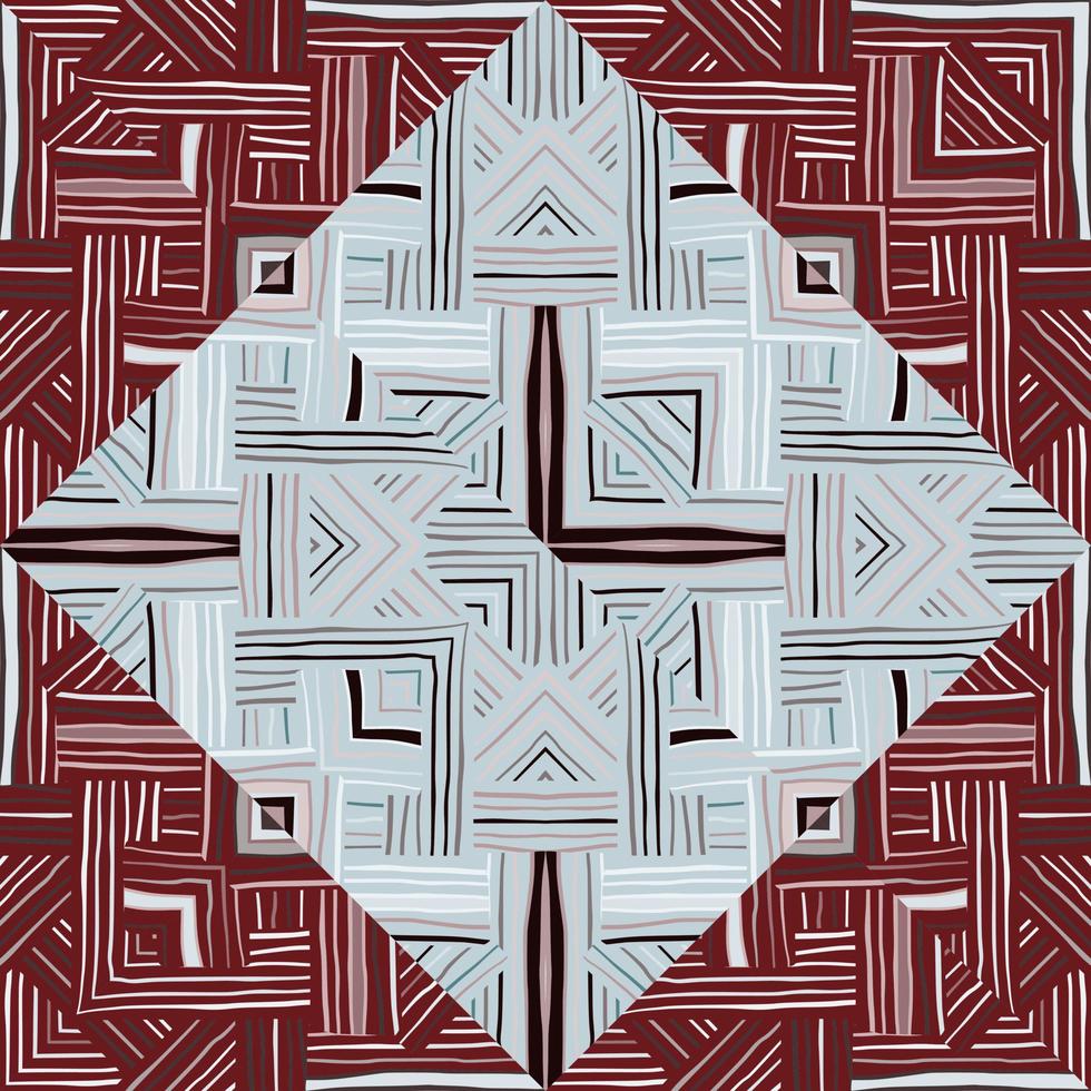 creatief strepen wijnoogst ornament. tribal lijnen mozaïek- naadloos patroon. abstract meetkundig etnisch tegel vector