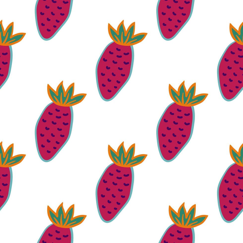 hand- getrokken aardbeien wallpaper.doodle aardbei naadloos patroon. fruit achtergrond. vector