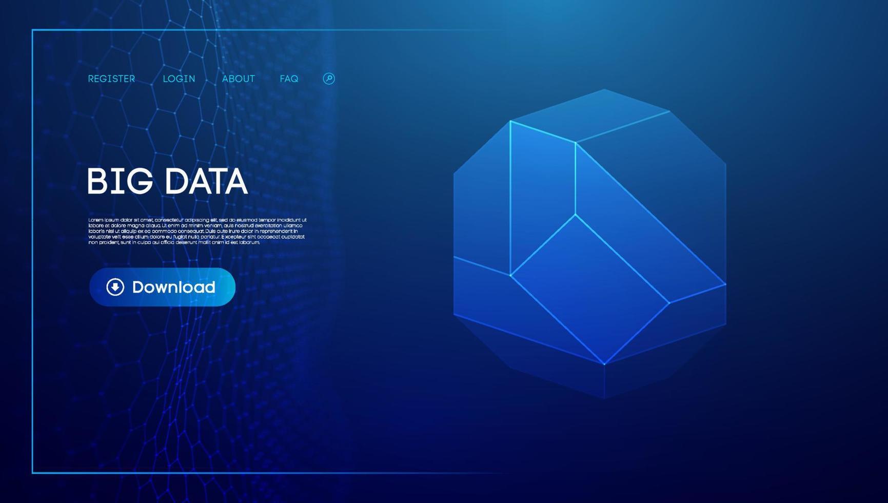 technologie gebied 3d. blauw groot gegevens achtergrond. wireframe maas beschermen wereldbol. vector