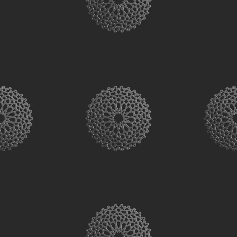 naadloos Islamitisch patroon met radiaal ornament in Marokkaans stijl. mettalic patroon Aan donker achtergrond. abstract meetkundig ornament vector. vector