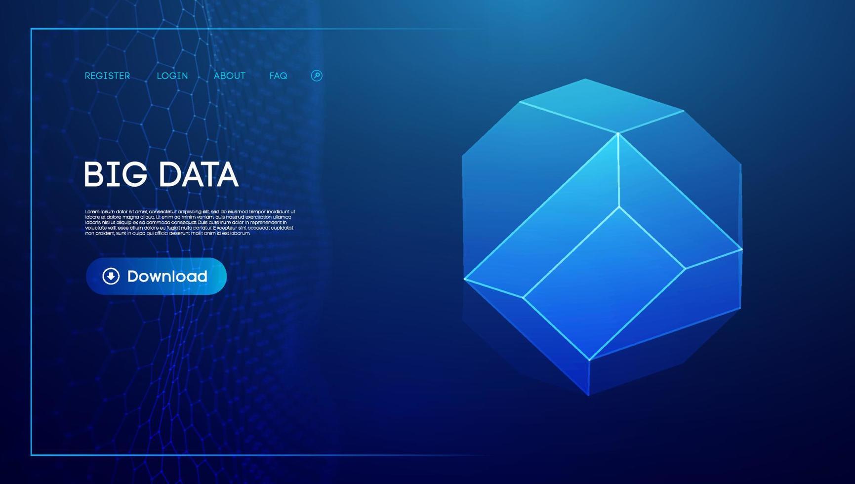 technologie gebied 3d. blauw groot gegevens achtergrond. wireframe maas beschermen wereldbol. vector