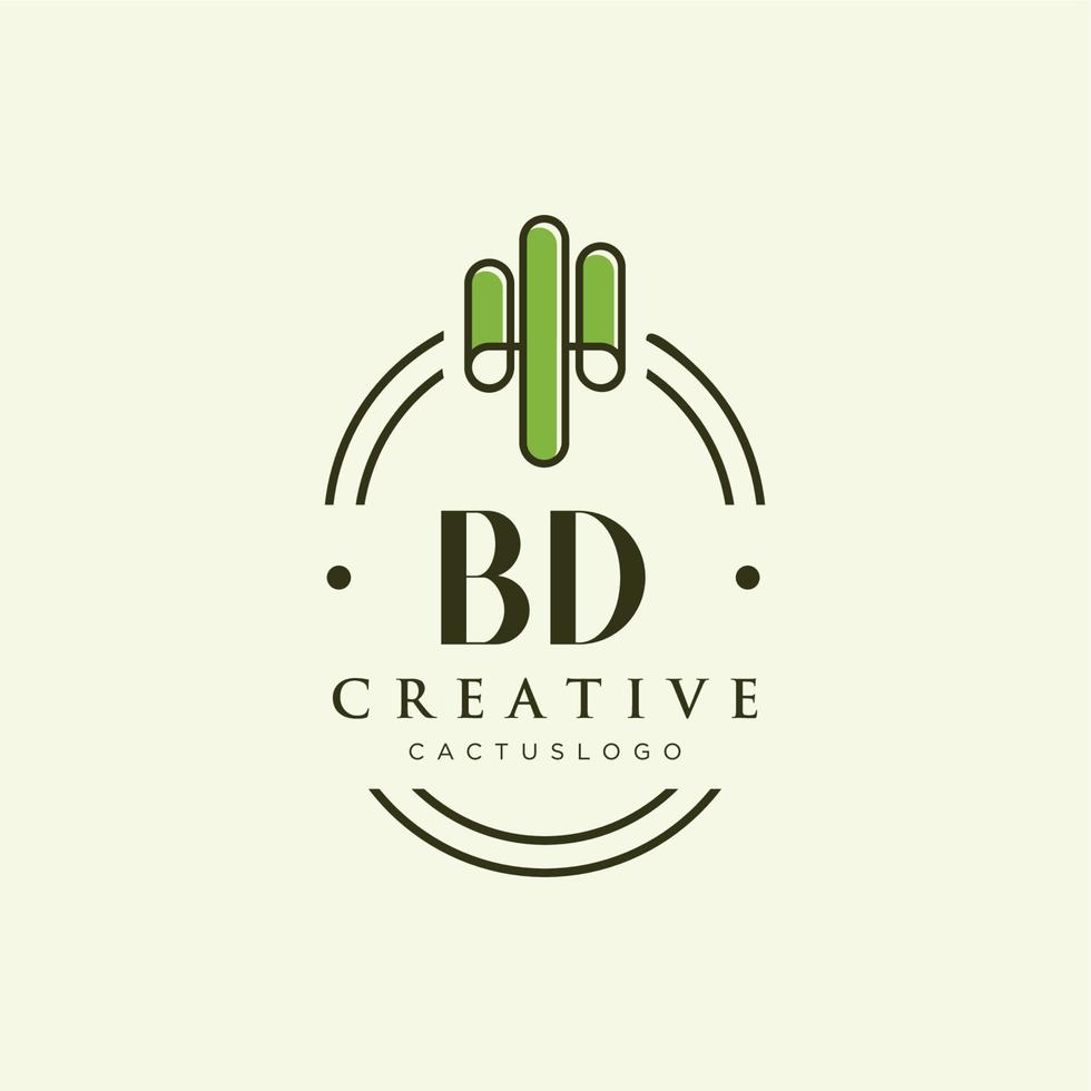 bd eerste brief groen cactus logo vector