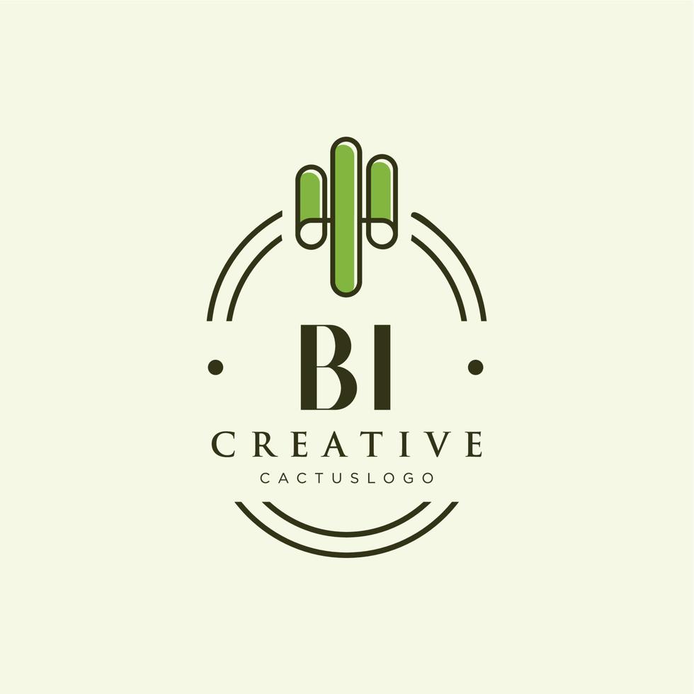 bi eerste brief groen cactus logo vector