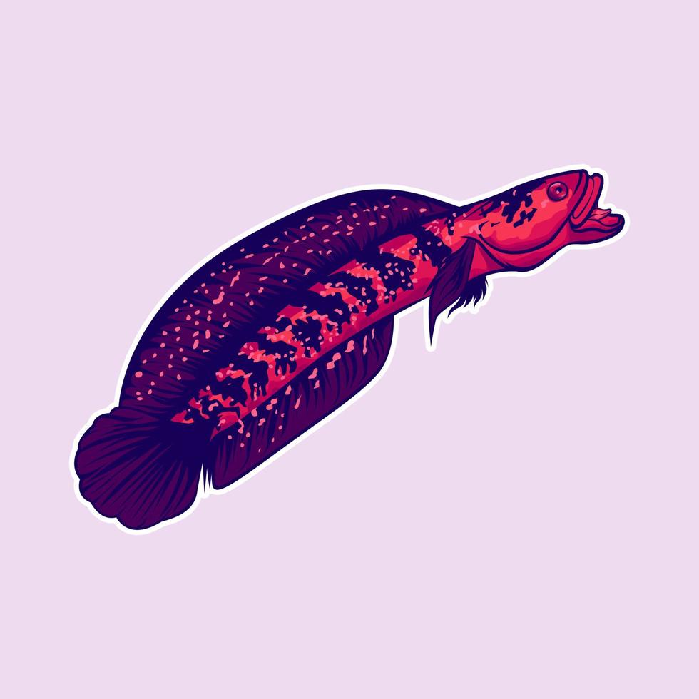 channa snakehead vis vector mascotte logo illustratie