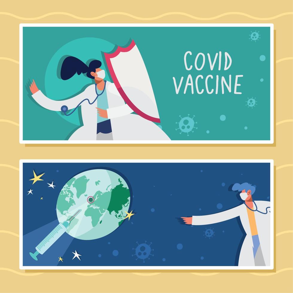 covid19 vaccin artsen tafereel vector