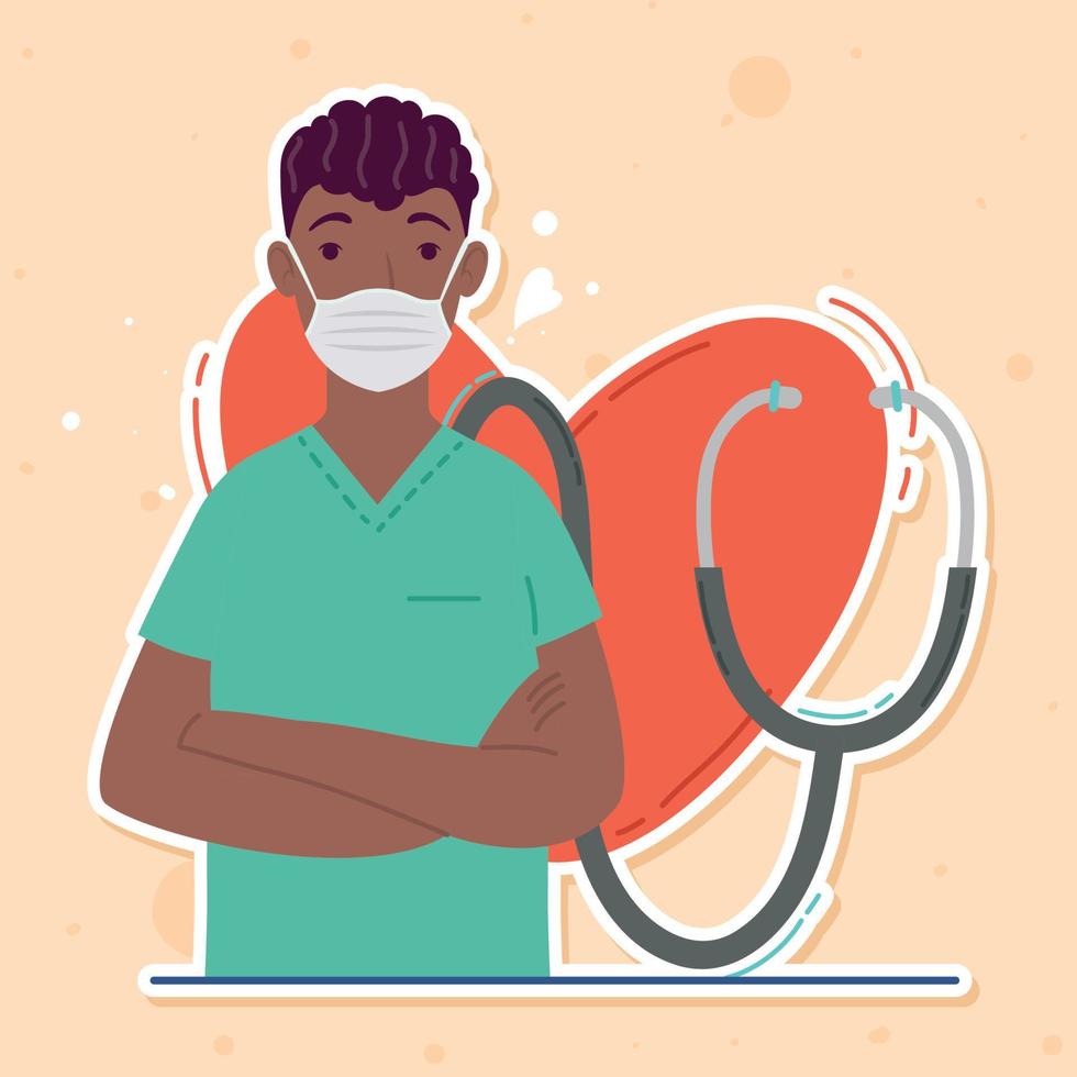 afro cardiologie professioneel dokter vector