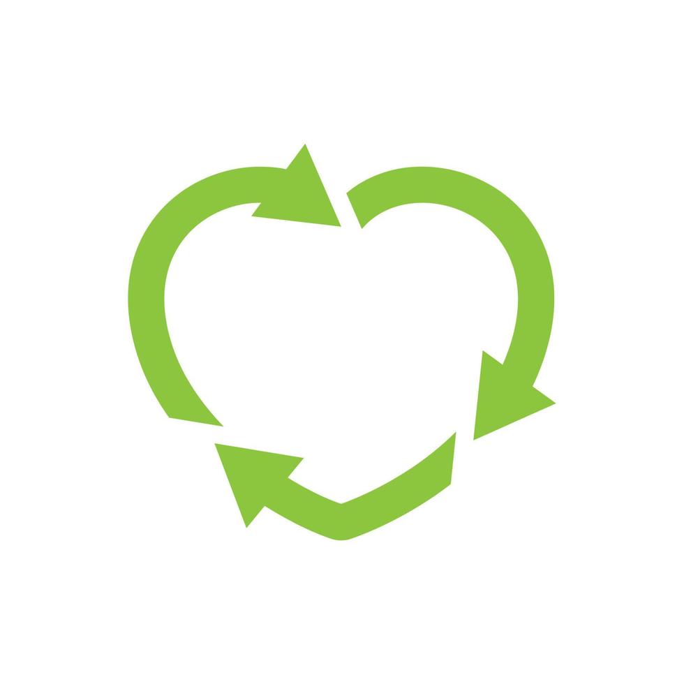 hart vorm symbool met pijlen. recycle logo, milieu zorg teken. recycle icoon in lijn, glyph, vlak stijl. van toepassing voor eco producten pakket. vector illustratie