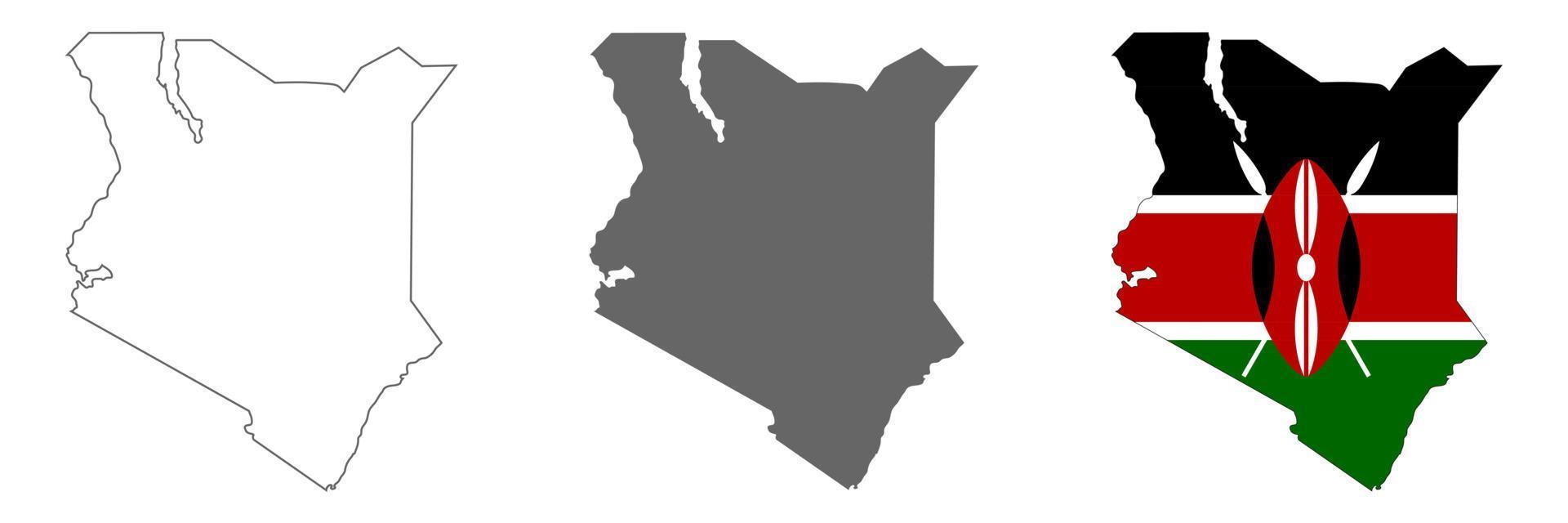 zeer gedetailleerde kaart van Kenia met randen geïsoleerd op de achtergrond vector