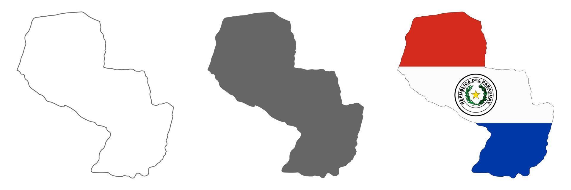 zeer gedetailleerde paraguay-kaart met randen geïsoleerd op de achtergrond vector