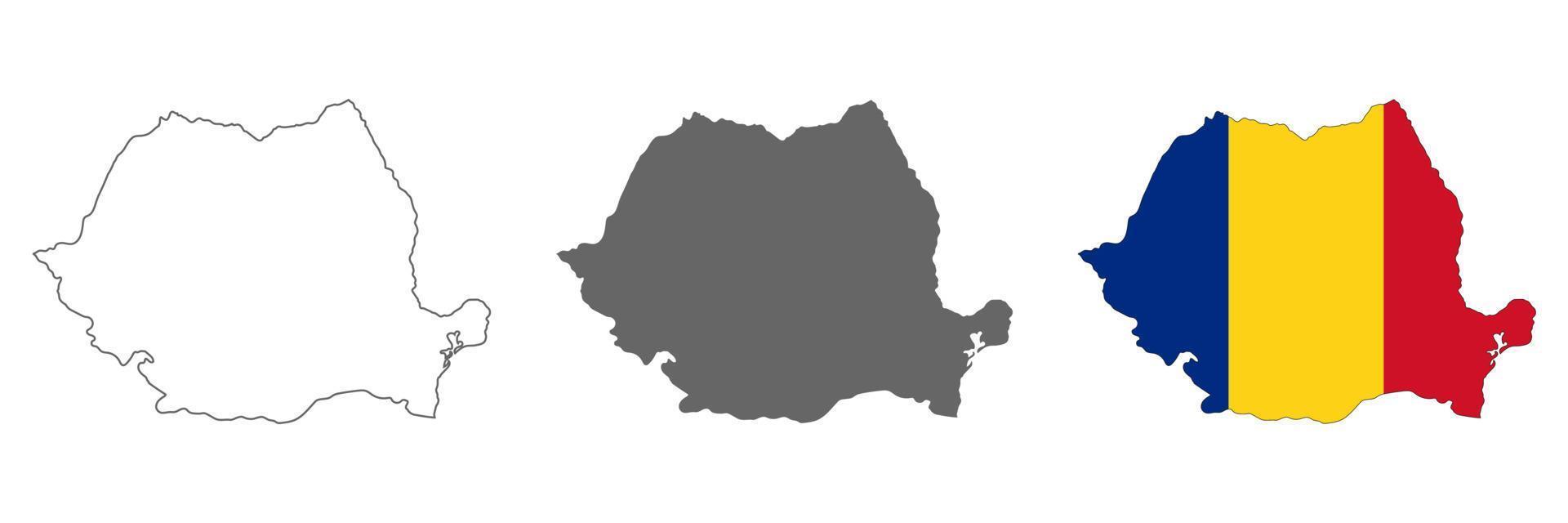 zeer gedetailleerde kaart van Roemenië met randen geïsoleerd op de achtergrond vector