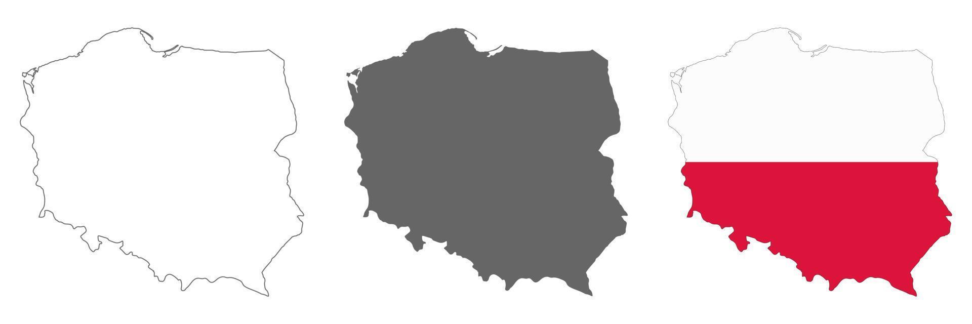 zeer gedetailleerde kaart van Polen met randen geïsoleerd op de achtergrond vector