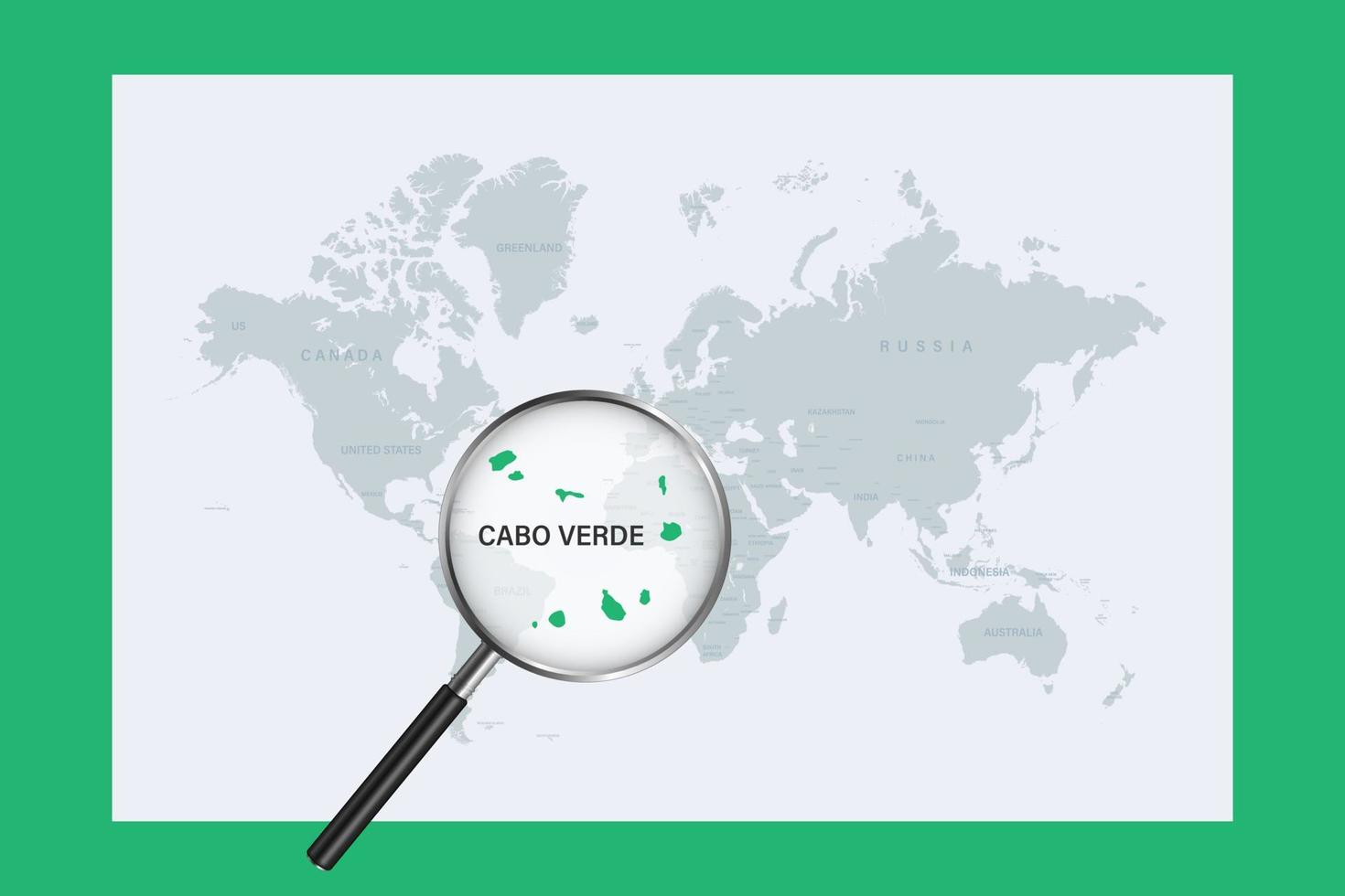 kaart van cabo verde politiek wereld kaart met vergroten glas vector