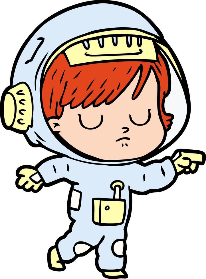 tekenfilm astronaut vrouw vector