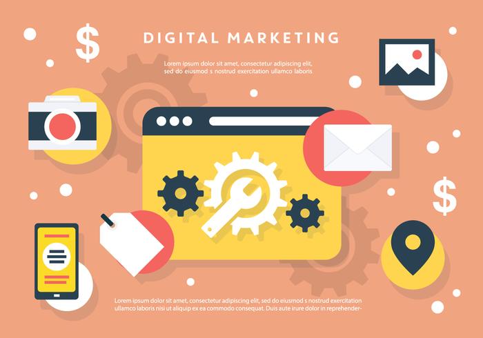 Set van Flat Digital Marketing Vectors