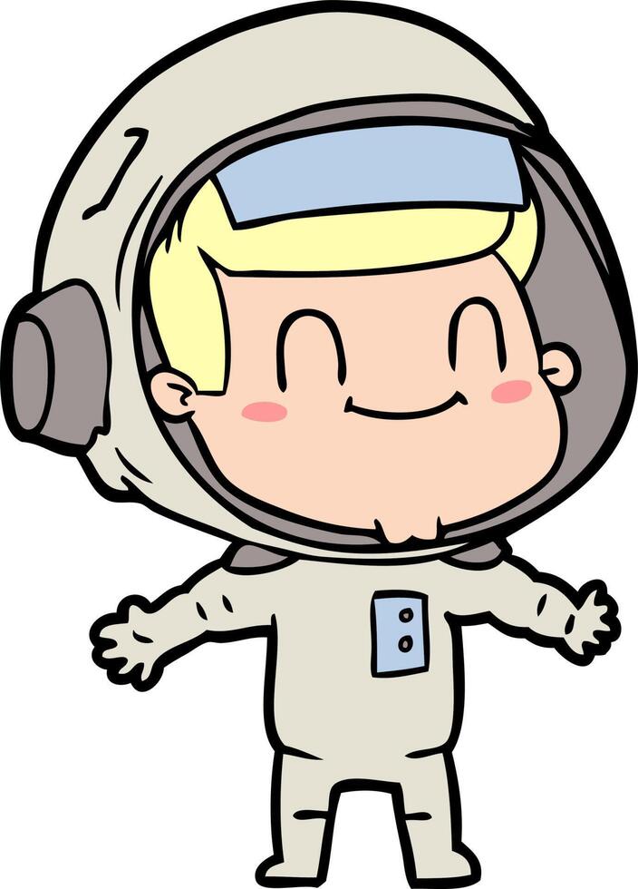 gelukkig tekenfilm astronaut Mens vector