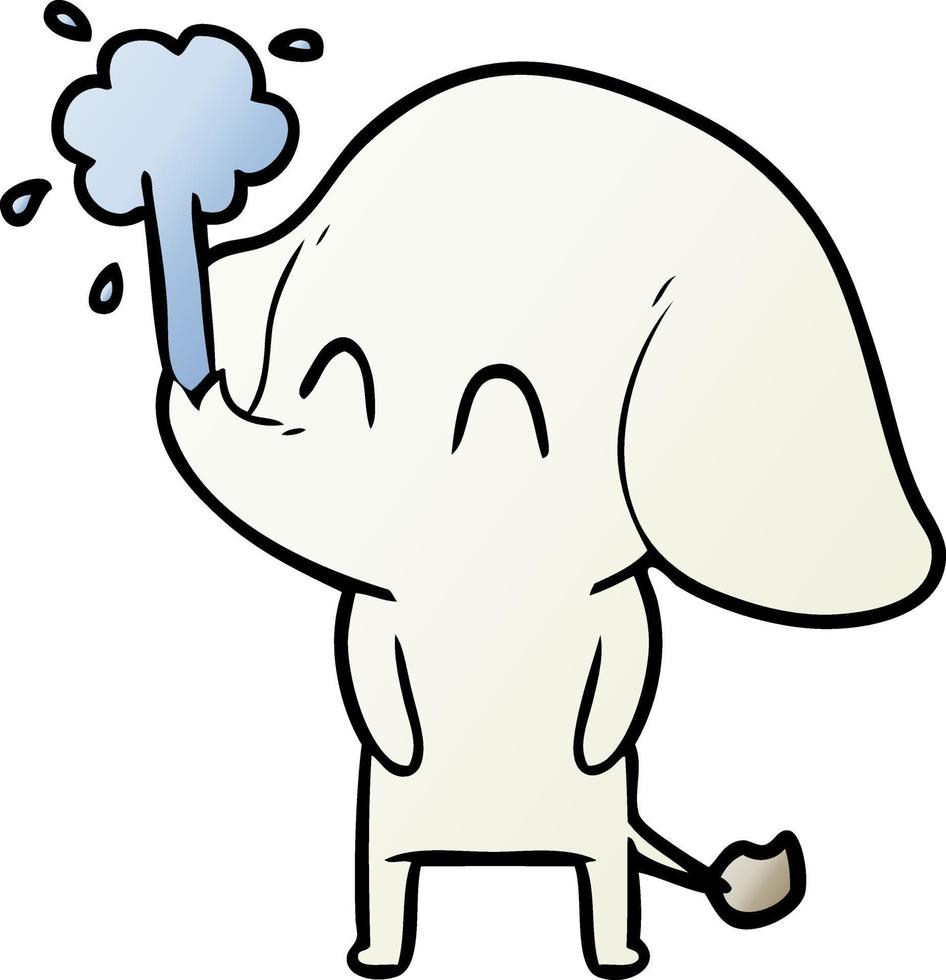 schattig tekenfilm olifant spuiten water vector