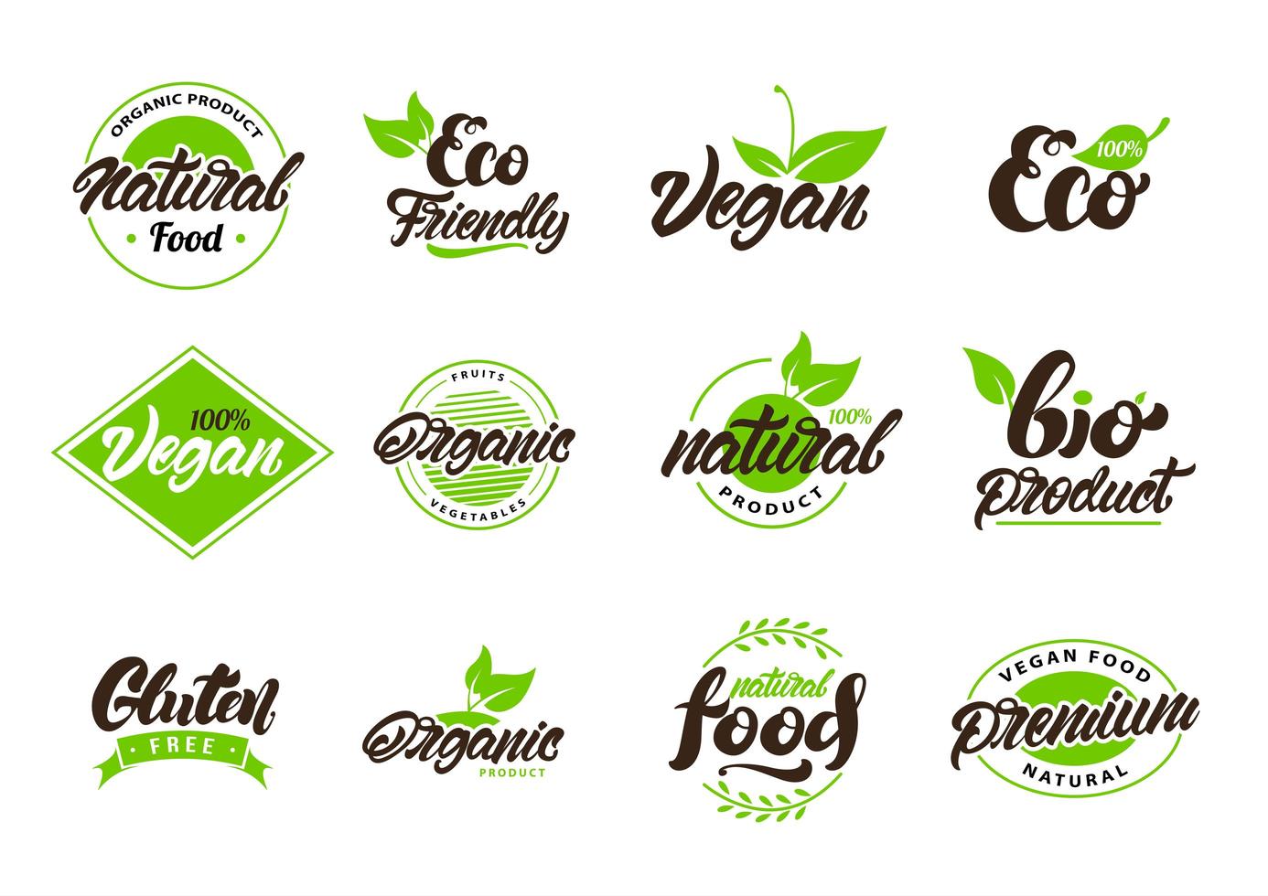 verzameling natuurlijke, eco-labels en logo's vector